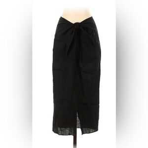 Jenni Kayne Black Linen Midi Tie Waist Skirt Small